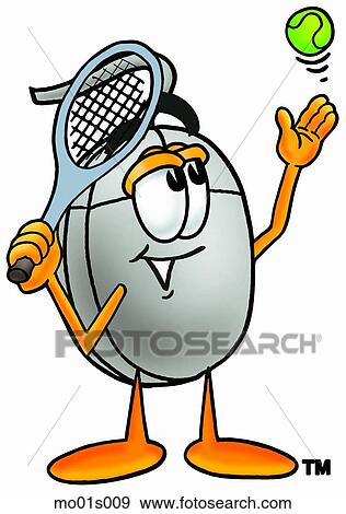 Clip Art - Mouse playing tennis. Fotosearch
