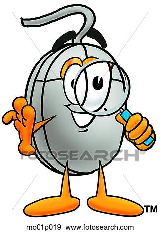 Clip Art - Mouse with magnifying glass. Fotosearch