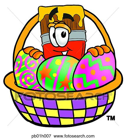 Clip Art - Paint brush and easter basket. Fotosearch