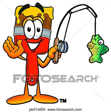 Clipart - Paint brush fishing. Fotosearch