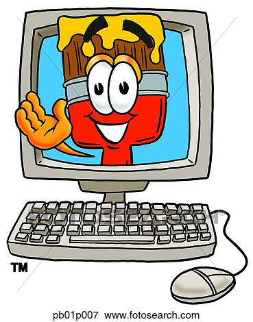 Clip Art - Paint brush in computer. Fotosearch