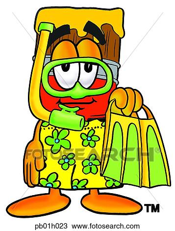 Clipart - Paint brush in swim trunks. Fotosearch