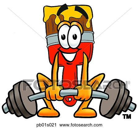 Paint brush lifting weights low View Large Clip Art Graphic Clipart - Paint brush lifting weights low. Fotosearch