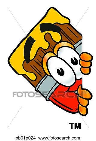 Paint brush peeking around side View Large Clip Art Graphic Clipart - Paint brush peeking around side. Fotosearch