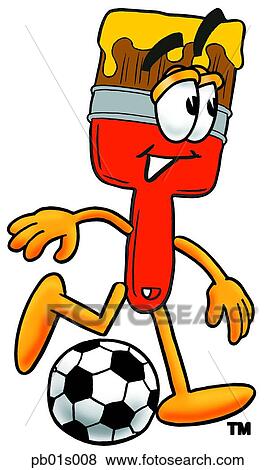 Paint brush playing soccer View Large Clip Art Graphic Clip Art - Paint brush playing soccer. Fotosearch