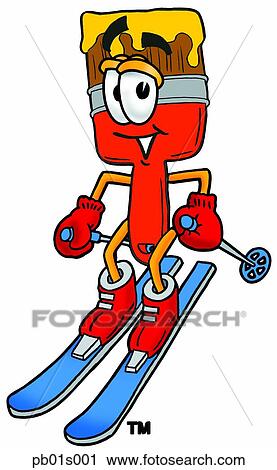 Paint brush skiing View Large Clip Art Graphic Clipart - Paint brush skiing. Fotosearch