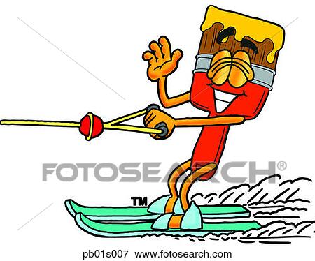 Clip Art - Paint brush water skiing. Fotosearch