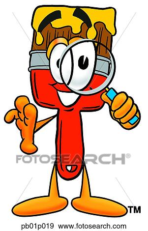 Clip Art - Paint brush with magnifying glass. Fotosearch