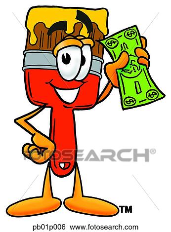 Clip Art - Paint brush with money. Fotosearch