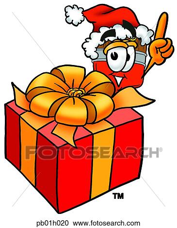 Clipart - Paint brush with present. Fotosearch
