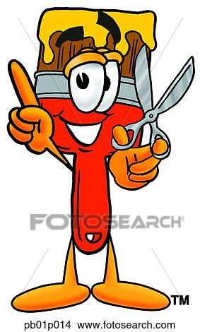 Clipart - Paint brush with scissors. Fotosearch
