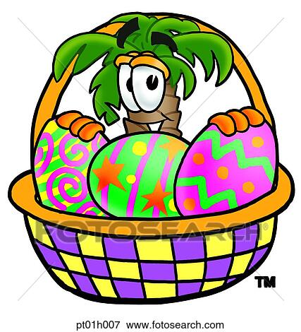 Clip Art - Palm tree and easter basket. Fotosearch