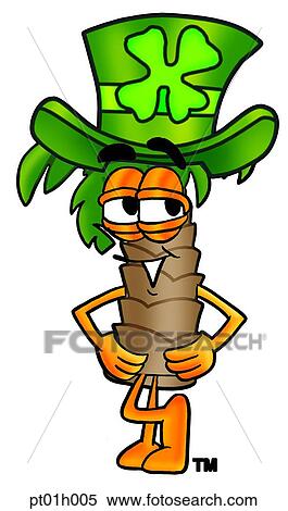 Clipart - Palm tree and irish hat. Fotosearch