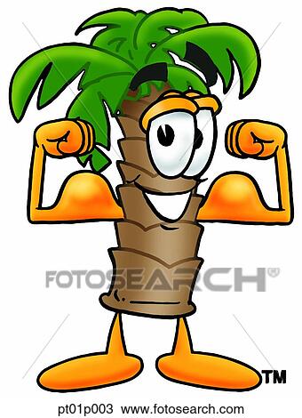 Clipart - Palm tree flexing muscles. Fotosearch