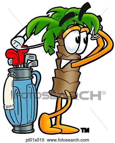 Clipart - Palm tree golfing. Fotosearch