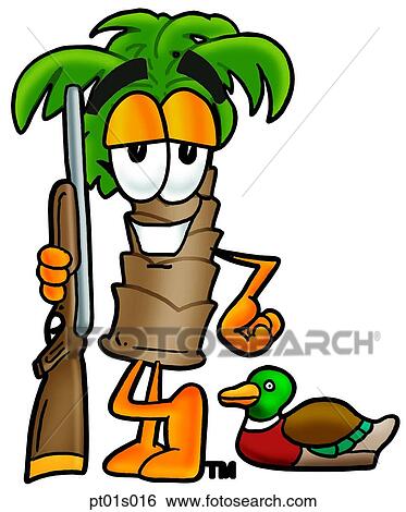 Clip Art - Palm tree hunting. Fotosearch
