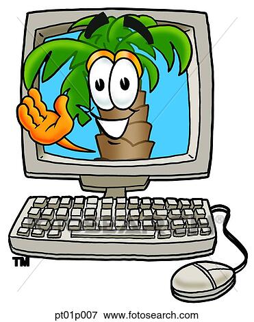 Clip Art - Palm tree in computer. Fotosearch