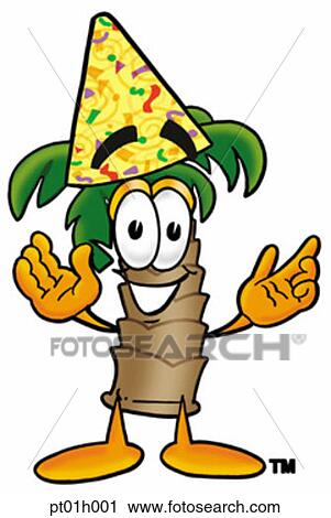 Palm tree in party hat View Large Clip Art Graphic Clipart - Palm tree in party hat. Fotosearch