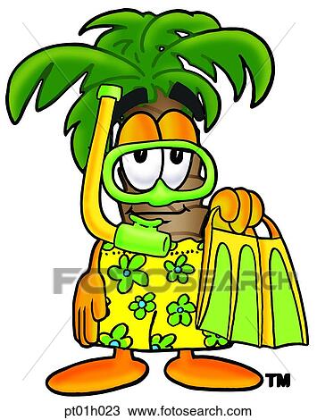 Clipart - Palm tree in swim trunks. Fotosearch