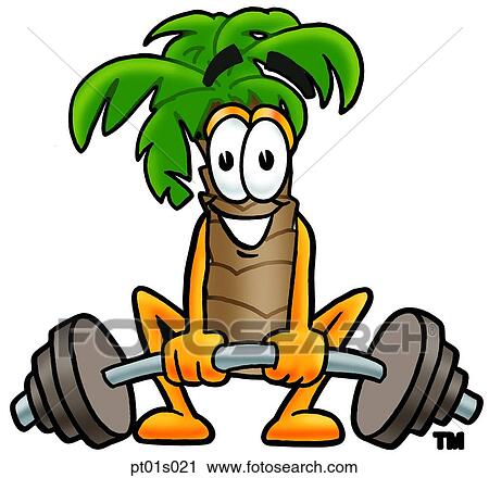 Clipart - Palm tree lifting weights low. Fotosearch