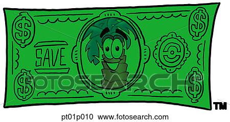Palm tree on a dollar bill View Large Clip Art Graphic Clipart - Palm tree on a dollar bill. Fotosearch