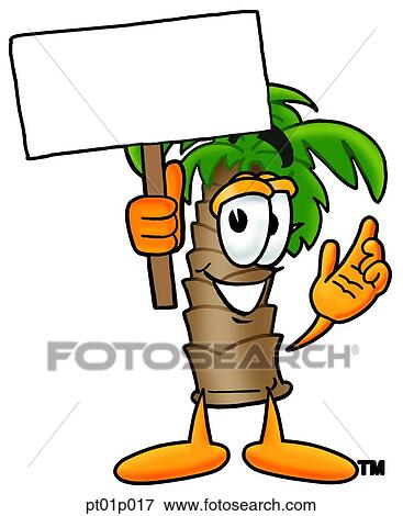 Clip Art - Palm tree with a sign. Fotosearch