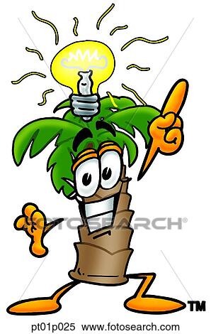 Clipart - Palm tree with bright idea. Fotosearch