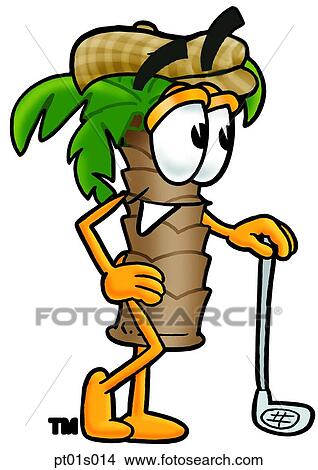 Clipart - Palm tree with golf club. Fotosearch