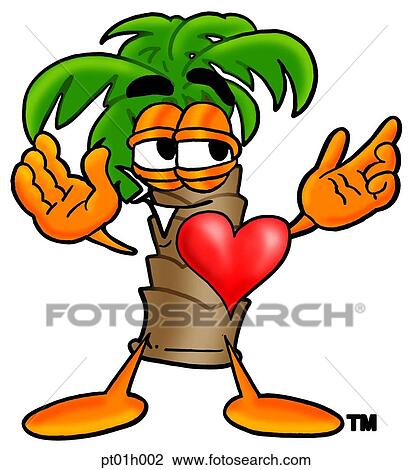 Clipart - Palm tree with heart. Fotosearch