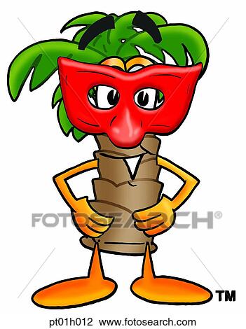 Palm tree with mask View Large Clip Art Graphic Clipart - Palm tree with mask. Fotosearch