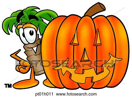 Palm tree with pumpkin View Large Clip Art Graphic Clipart - Palm tree with pumpkin. Fotosearch