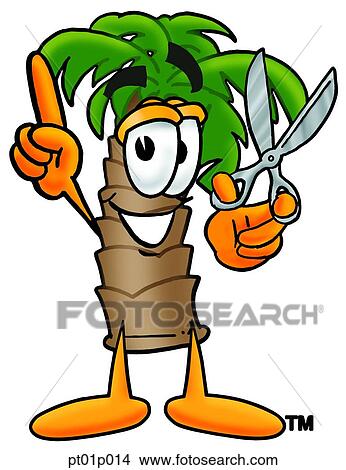 Clipart - Palm tree with scissors. Fotosearch