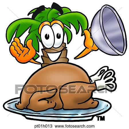 Clipart - Palm tree with turkey. Fotosearch