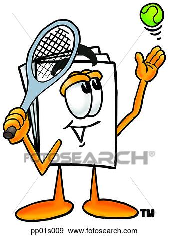 Clip Art - Paper playing tennis. Fotosearch