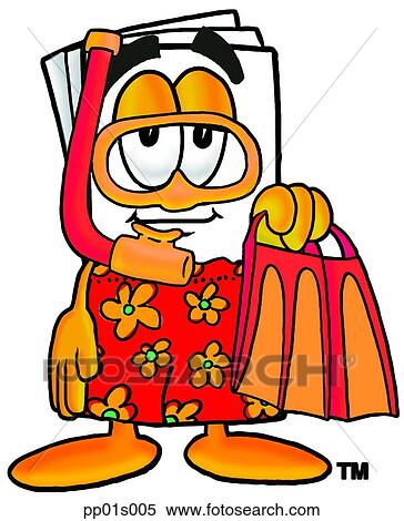 Clipart - Paper snorkeling. Fotosearch