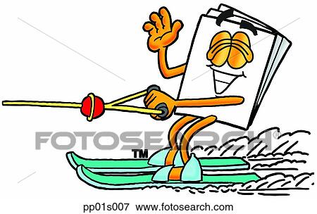 Clip Art - Paper water skiing. Fotosearch