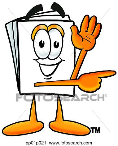 Clipart - Paper waving and pointing. Fotosearch
