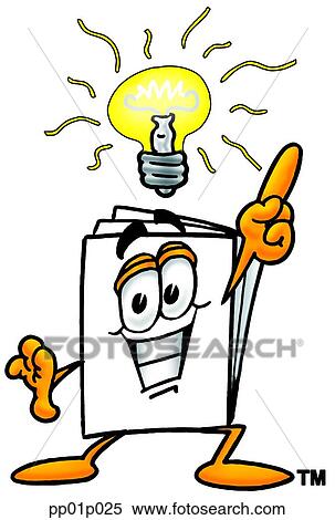 Clipart - Paper with bright idea. Fotosearch