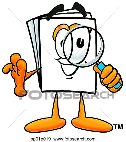 Clip Art - Paper with magnifying glass. Fotosearch
