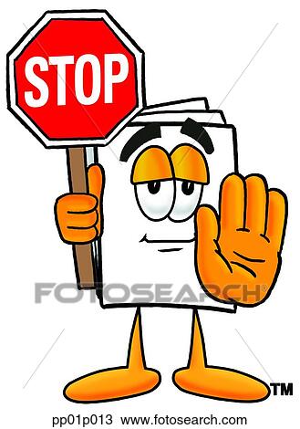 Clipart - Paper with stop sign. Fotosearch