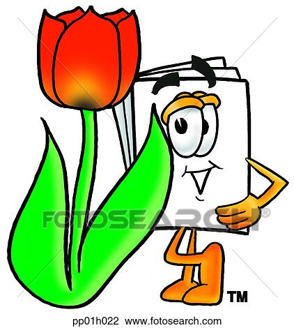 Clipart - Paper with tulip. Fotosearch