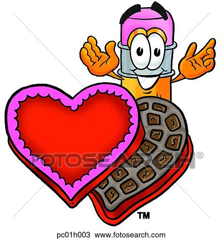 Clipart - Pencil and chocolates. Fotosearch