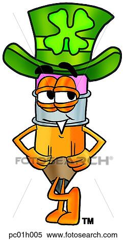 Clipart - Pencil and irish hat. Fotosearch