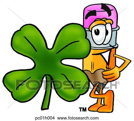 Clipart - Pencil and shamrock. Fotosearch