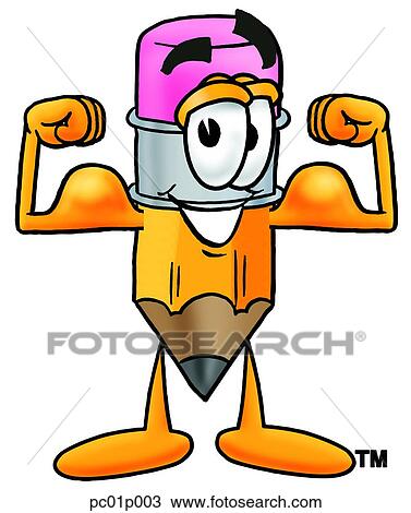 Pencil flexing muscles View Large Clip Art Graphic Clipart - Pencil flexing muscles. Fotosearch