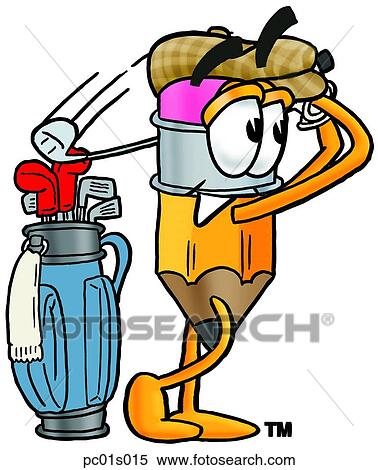 Pencil golfing View Large Clip Art Graphic Clipart - Pencil golfing. Fotosearch
