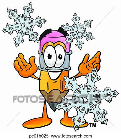 Clipart - Pencil in snow. Fotosearch