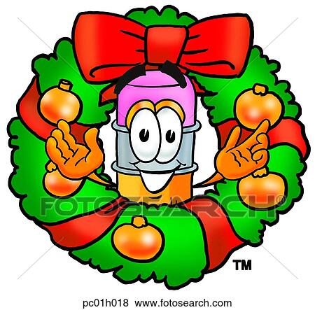 Clip Art - Pencil in wreath. Fotosearch