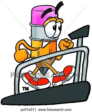 Pencil on treadmill View Large Clip Art Graphic Clipart - Pencil on treadmill. Fotosearch