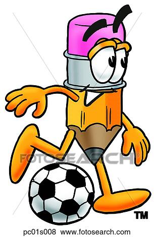 Clip Art - Pencil playing soccer. Fotosearch